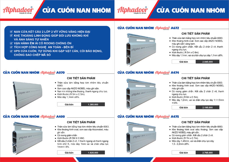 Báo giá cửa cuốn khe thoáng Alpha Door